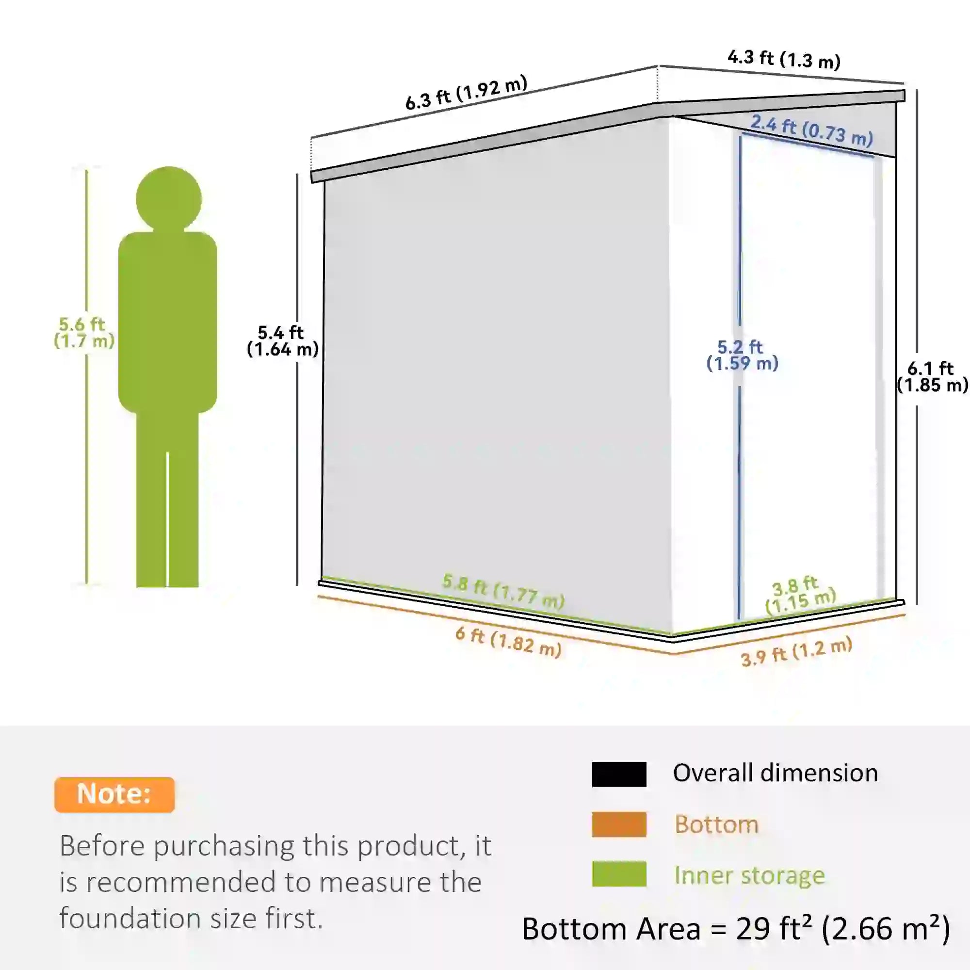 4.3' x 6.3' Metal Outdoor Storage Shed With Lockable Door, Dark Grey Sheds at Gallery Canada
