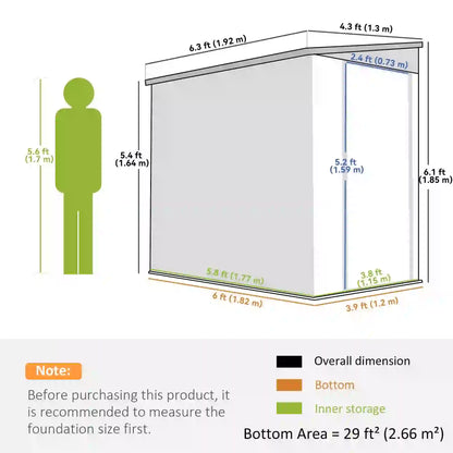 4.3' x 6.3' Metal Outdoor Storage Shed With Lockable Door, Dark Grey Sheds at Gallery Canada