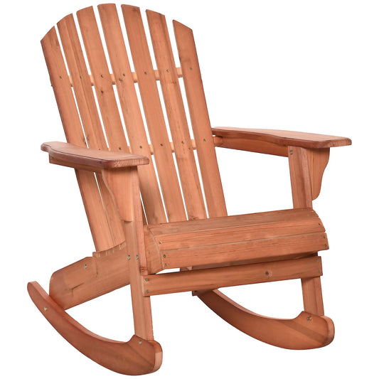 Wooden Adirondack Rocking Chair, Slatted Design, Teak Outdoor Rocking Chairs Teak at Gallery Canada