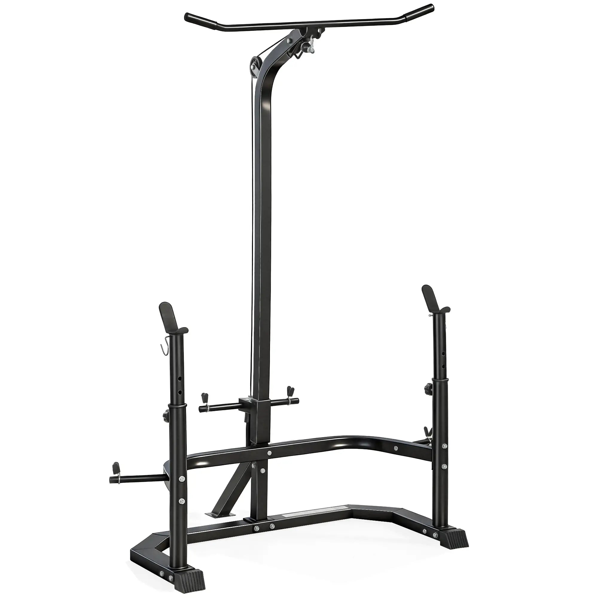 Cable Machine, Multi-Function Bench Press Rack, Lat-Pull Down System, Black Power Towers Black at Gallery Canada