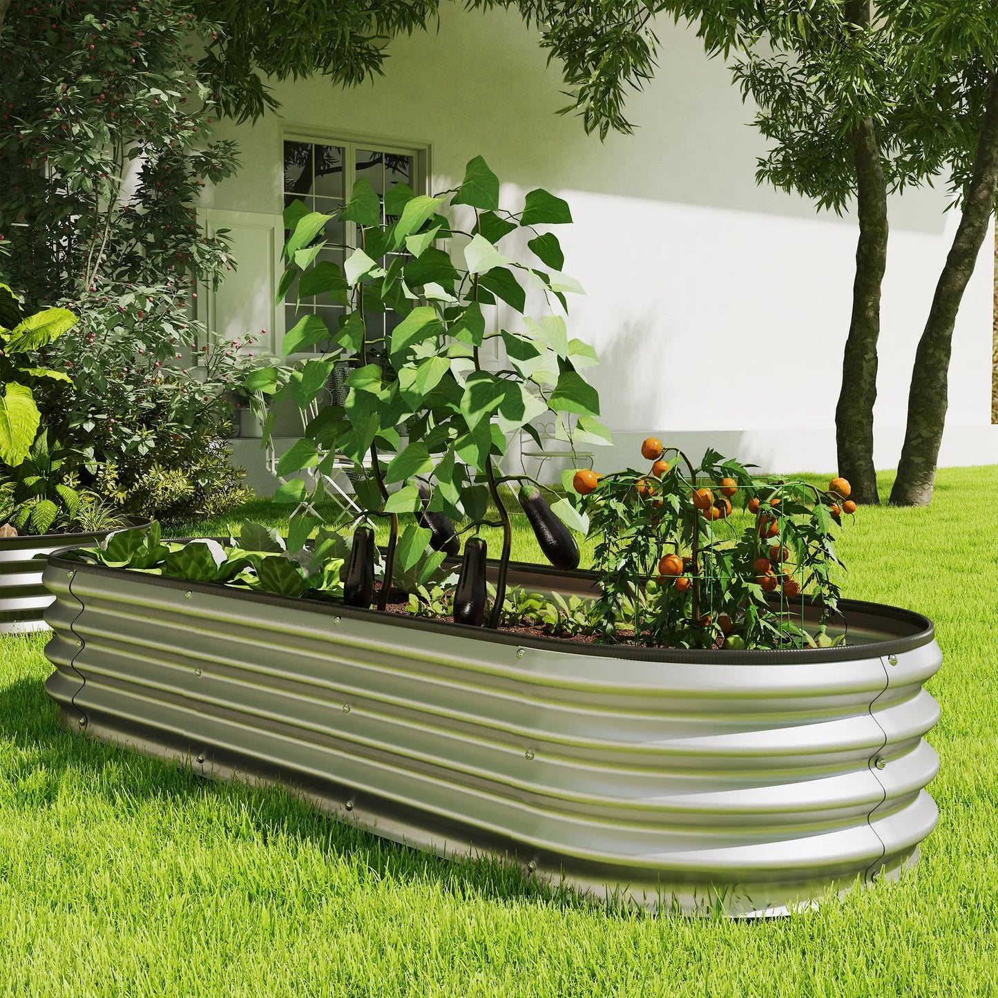 2Pcs Galvanized 6x2x1 ft Raised Garden Bed, Silver Galvanized Planter Boxes at Gallery Canada