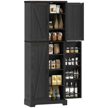 64" Tall Kitchen Pantry Cabinet, Spice Racks, Adjustable Shelves, Black Kitchen Pantry Cabinets at Gallery Canada