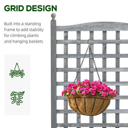 Lit de Jardin surélevé avec Treillis, Bac à Plantes en Bois, 25,2" x 11" x 47,2", Gris
