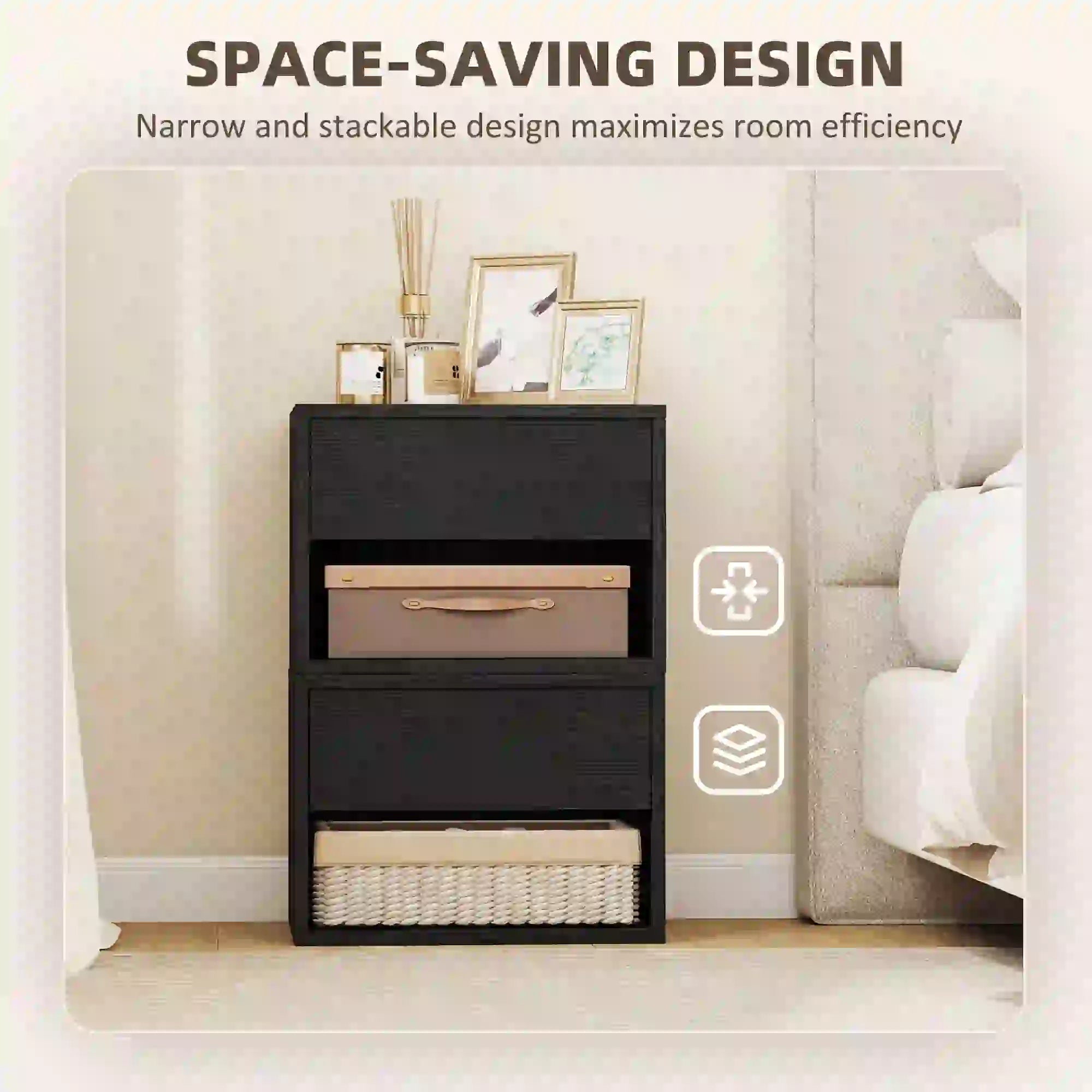 Floating Nightstand Set of 2, Wall Mounted Bedside Table with Drawer, Black Bedside Tables at Gallery Canada