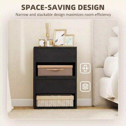 Floating Nightstand Set of 2, Wall Mounted Bedside Table with Drawer, Black Bedside Tables at Gallery Canada
