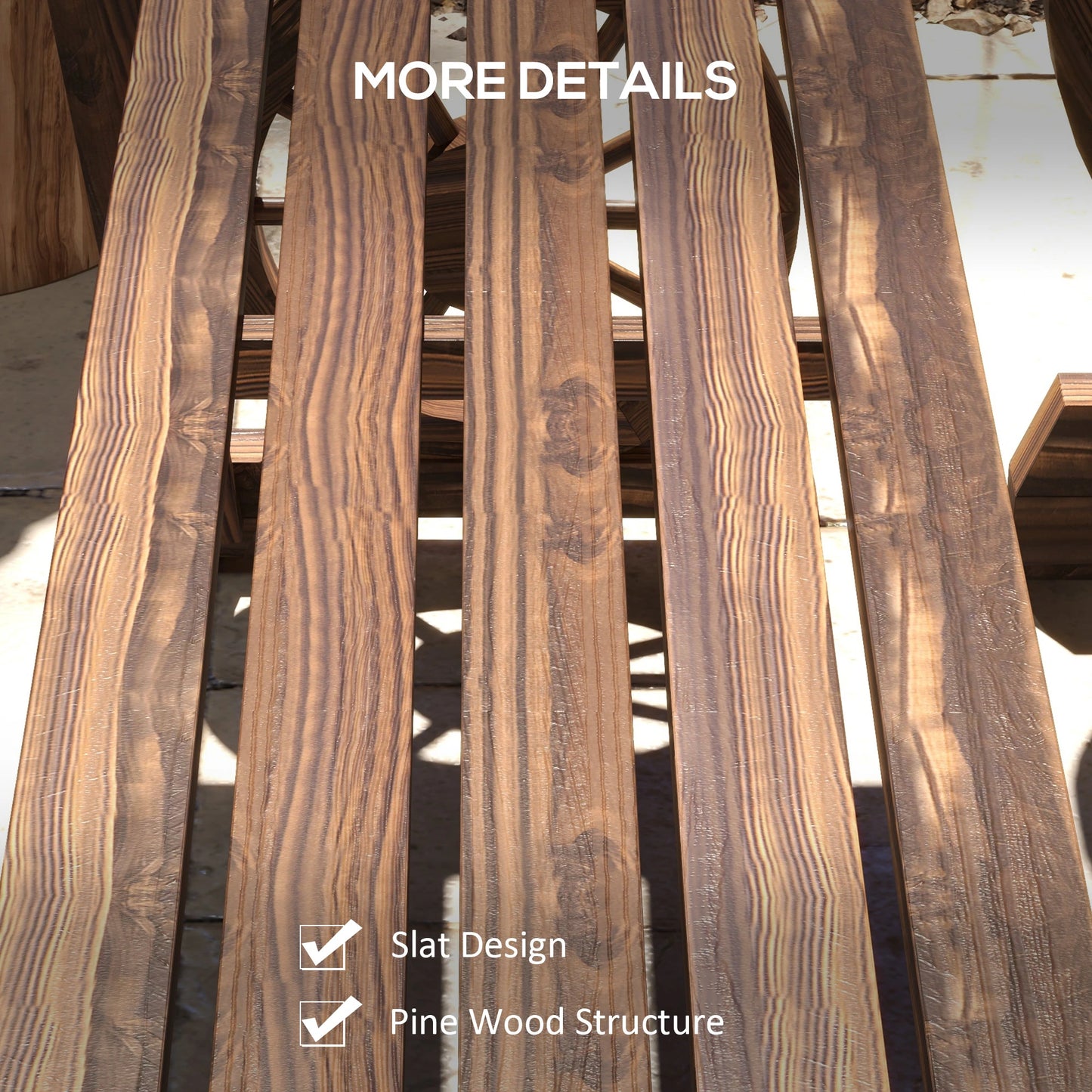 Wooden Patio Table and Chairs, 3-Piece, Carriage Wheels, Carbonized Bistro Sets at Gallery Canada