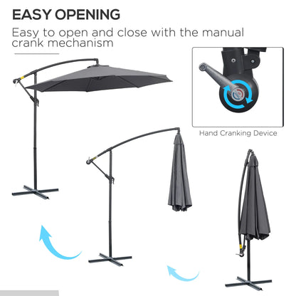 Deluxe Patio Umbrella, Φ10', Offset Sunshade, Crank, Grey Cantilever Umbrellas at Gallery Canada