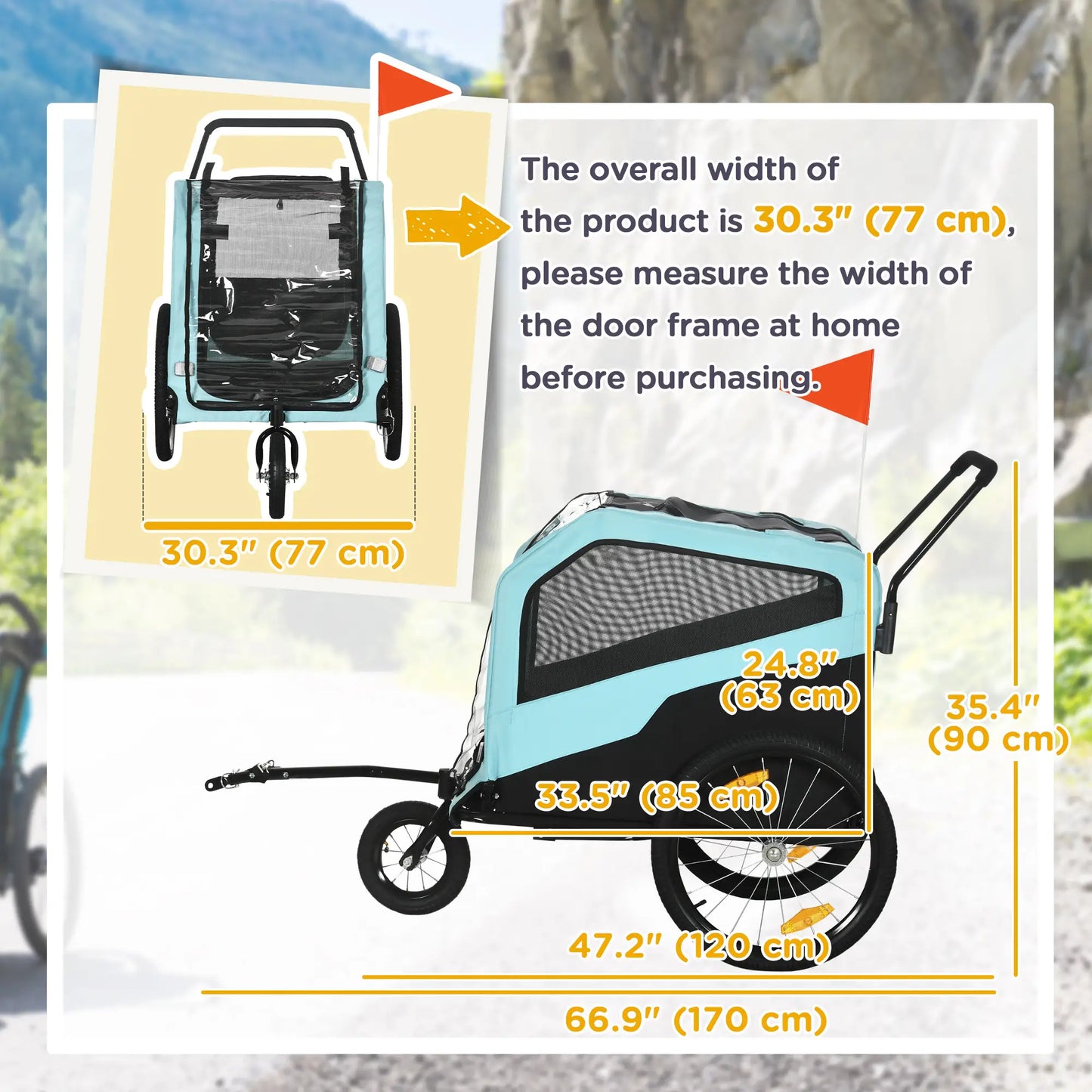 2-in-1 Dog Bike Trailer, Pet Stroller, Large, Quick-Release Wheels, Blue Dog Bike Trailers & Strollers at Gallery Canada
