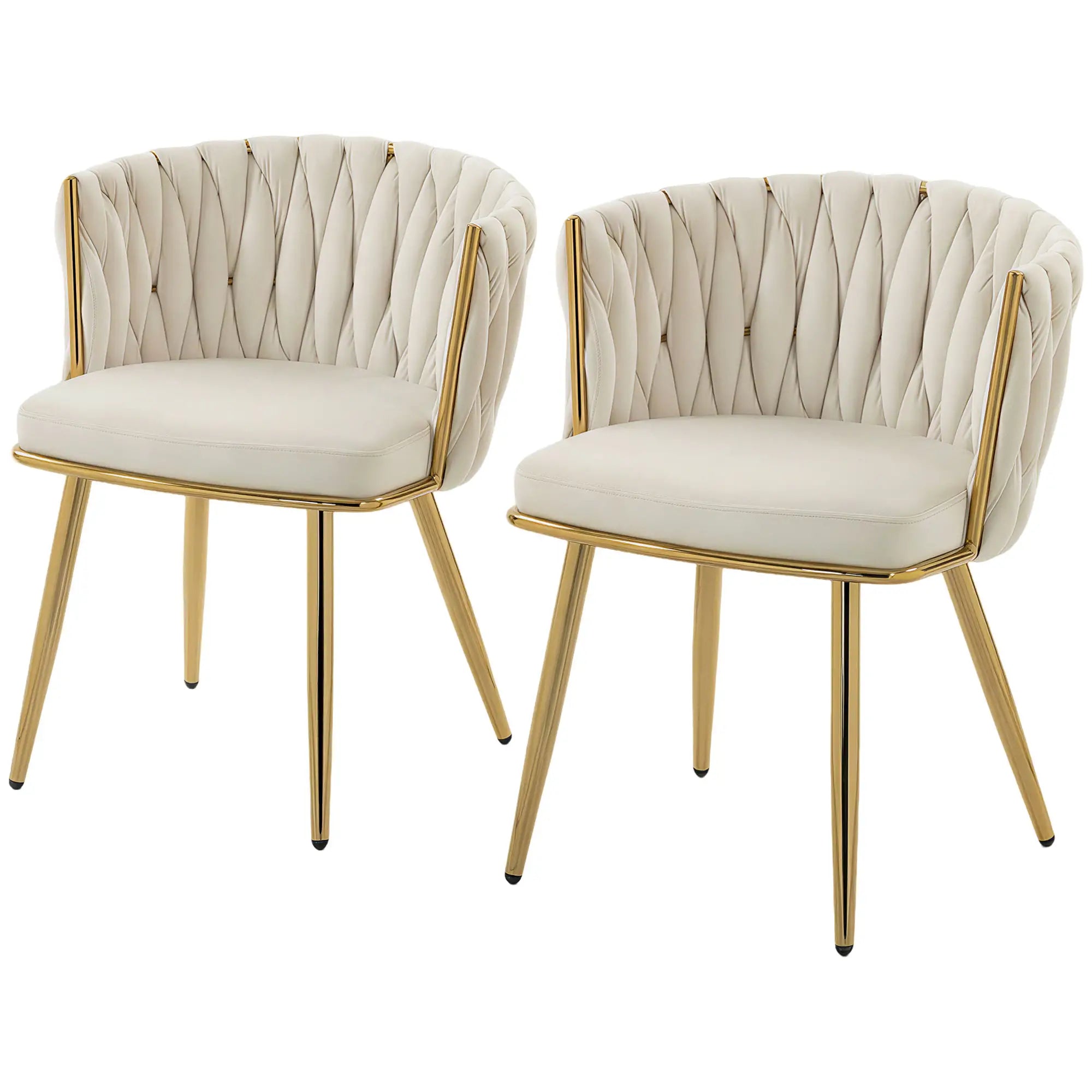 Modern Dining Chairs Set Of 2, Velvet Upholstered With Metal Legs, Cream White Dining Table Sets Cream at Gallery Canada
