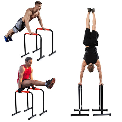 Set of 2 Dip Bars, Full Body Strength Training Station, Black More-Strength Training Equipment at Gallery Canada