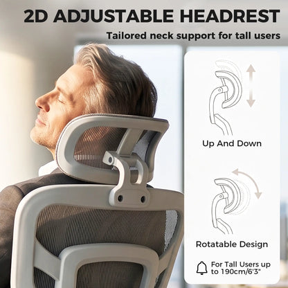 Ergonomic Office Chair, Mesh Reclining, Grey