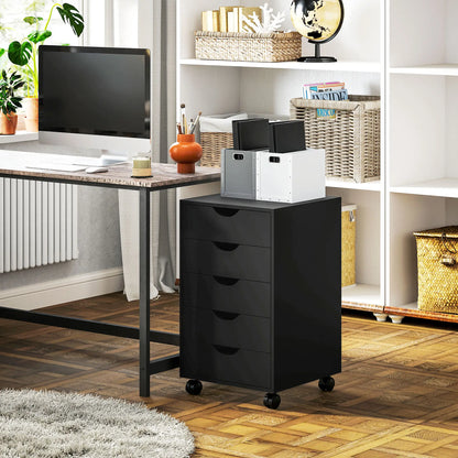 5 Drawer File Cabinet on Wheels, 15.7" x 15.7" x 26.4", Black Office Cabinets & Cupboards at Gallery Canada