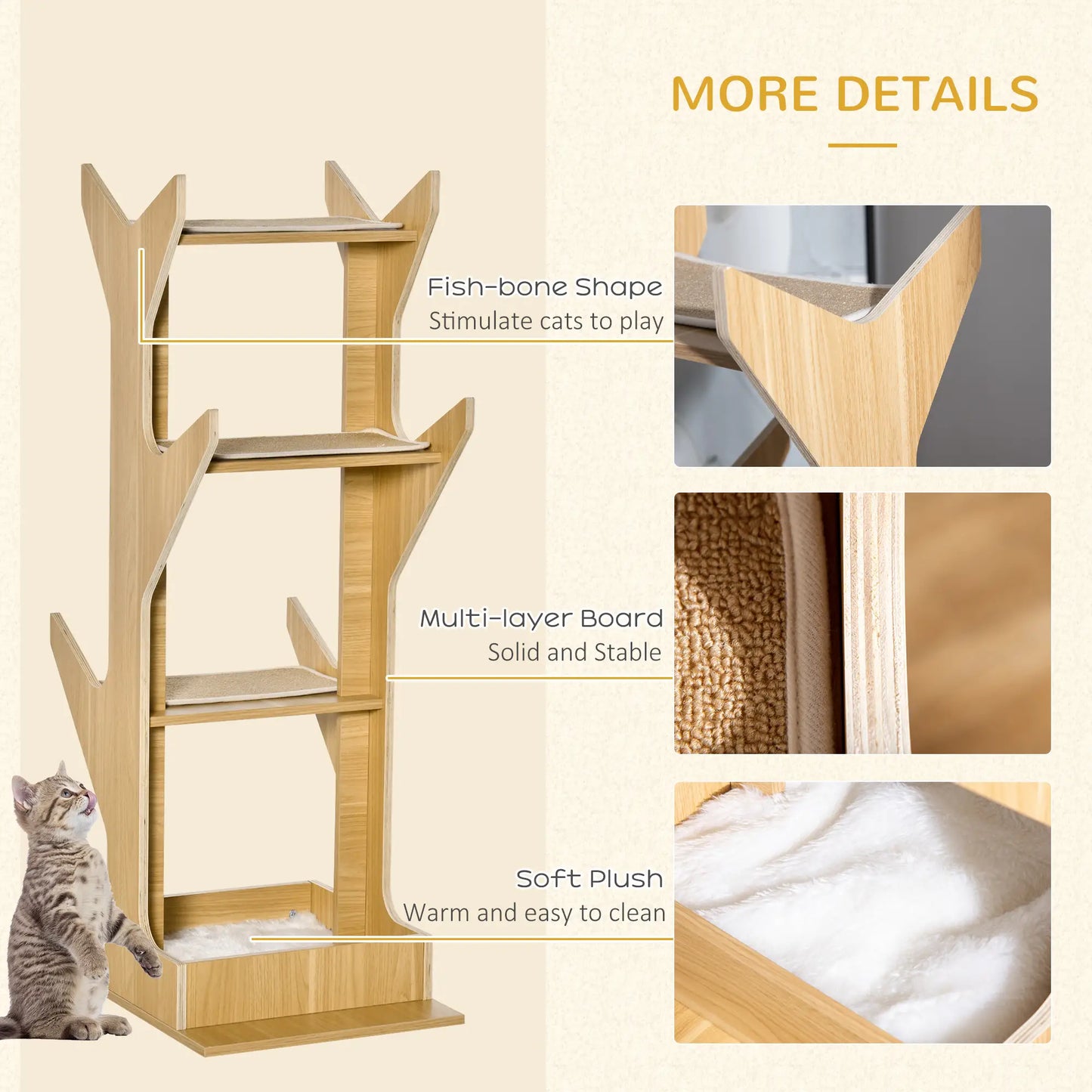 4-Level Cat Tree with Resting House, Activity Center, Oak Cat Towers at Gallery Canada