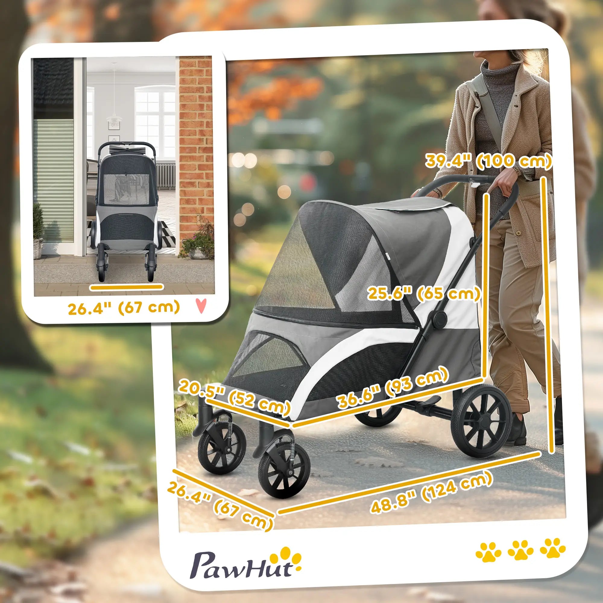 Foldable Pet Stroller For Large Dogs, Four Big Wheels, Dark Grey Dog Bike Trailers & Strollers at Gallery Canada