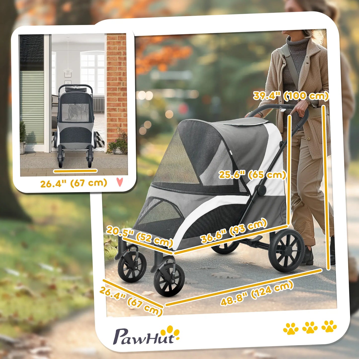 Foldable Pet Stroller For Large Dogs, Four Big Wheels, Dark Grey Dog Bike Trailers & Strollers at Gallery Canada