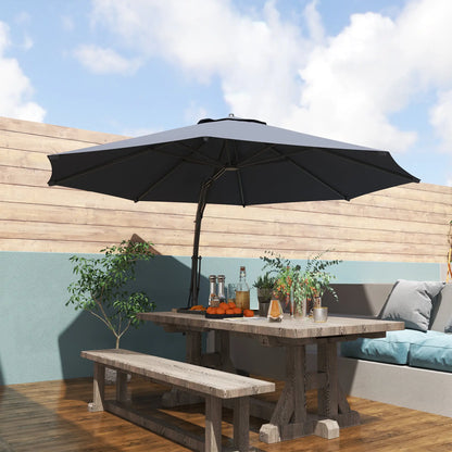 11FT Cantilever Umbrella, 8 Ribs, 360° Rotation, UPF 50+, Grey Patio Umbrellas at Gallery Canada