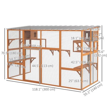 Large Catio, Outdoor Cat Enclosure, 2 Condos, Jumping Platforms, Waterproof Roof, Orange Outdoor Cat Enclosures at Gallery Canada
