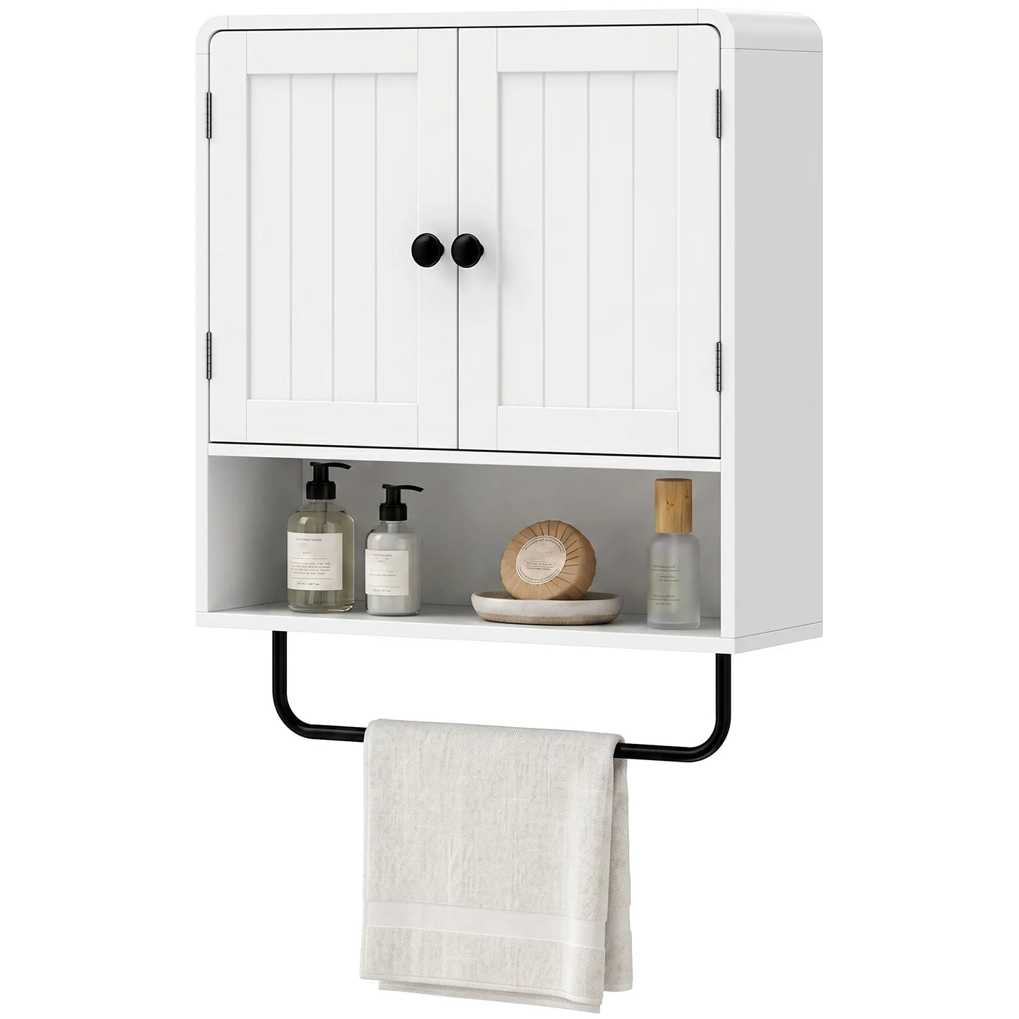 Wall Mounted Bathroom Cabinet, 2 Doors, White