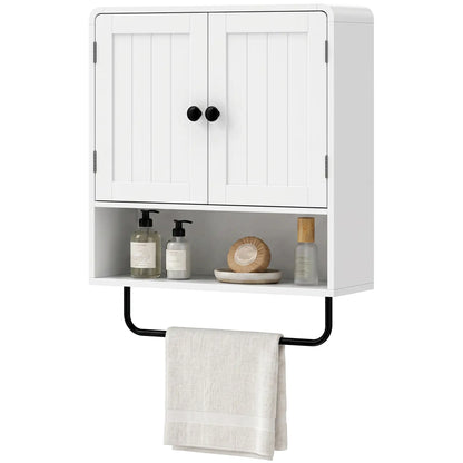 Wall Mounted Bathroom Cabinet, 2 Doors, White