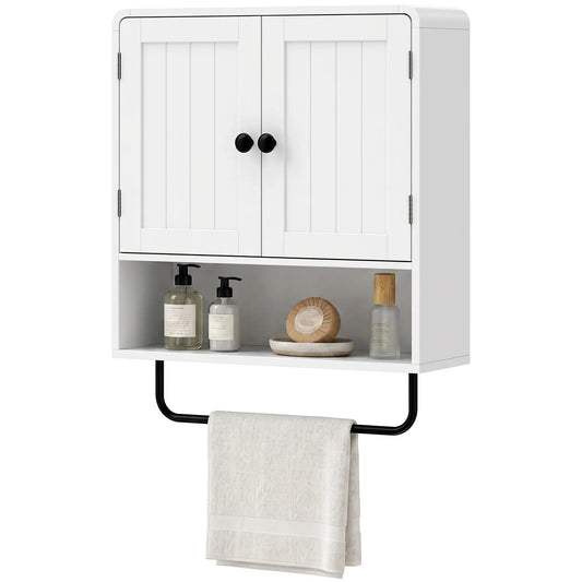 Wall Mounted Bathroom Cabinet, 2 Doors, White Wall Mounted Cabinets White, Black at Gallery Canada