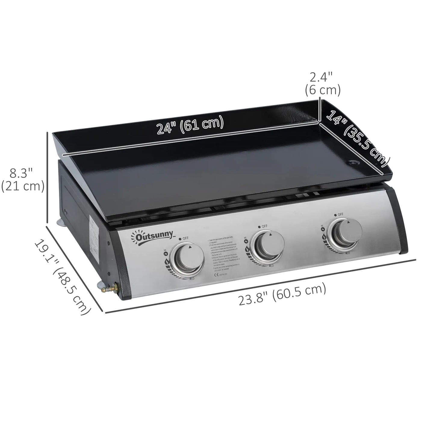 3 Burner Portable Tabletop BBQ Grill, Silver Propane Gas Grills at Gallery Canada