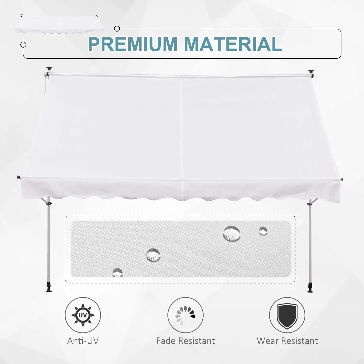 10x5ft Manual Retractable Awning, Patio Sun Shade, Water Resistant, White Window Awnings at Gallery Canada