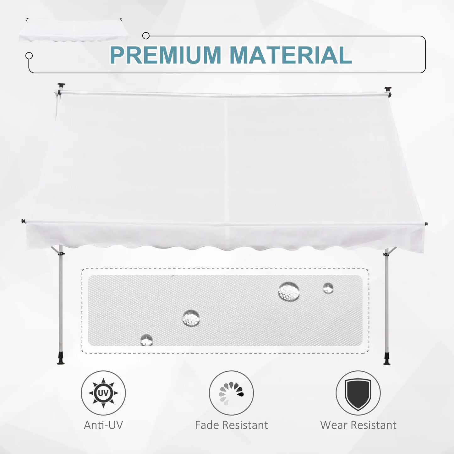10x5ft Manual Retractable Awning, Patio Sun Shade, Water Resistant, White Window Awnings at Gallery Canada