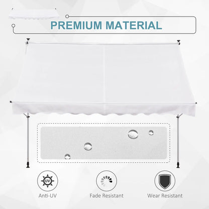 10x5ft Manual Retractable Awning, Patio Sun Shade, Water Resistant, White Window Awnings at Gallery Canada