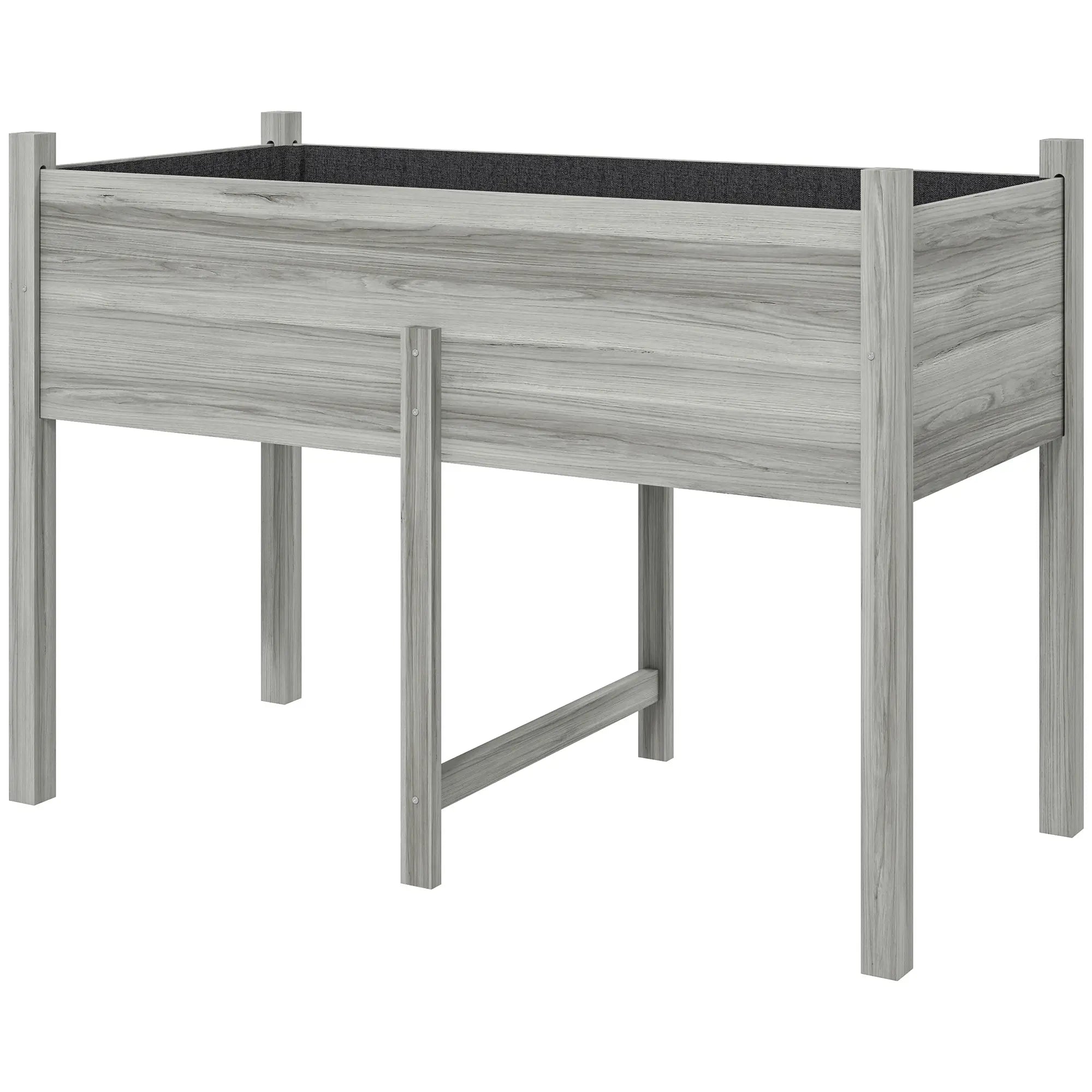 Wooden Raised Planter Box, Drain Holes, 45.3x21.7x31.5inch, Grey Raised Garden Beds Grey at Gallery Canada