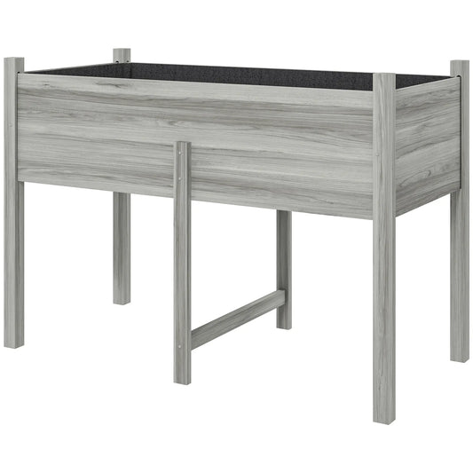 Wooden Raised Planter Box, Drain Holes, 45.3x21.7x31.5inch, Grey Raised Garden Beds Grey at Gallery Canada