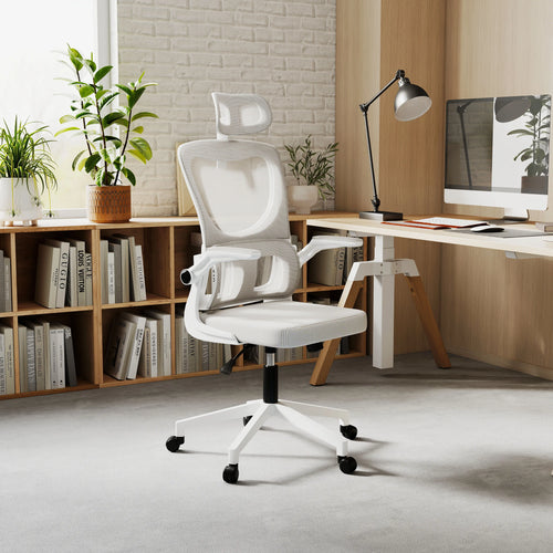 Ergonomic Office Chair, Auto-Adaptive Lumbar Support, Adjustable Headrest, Grey