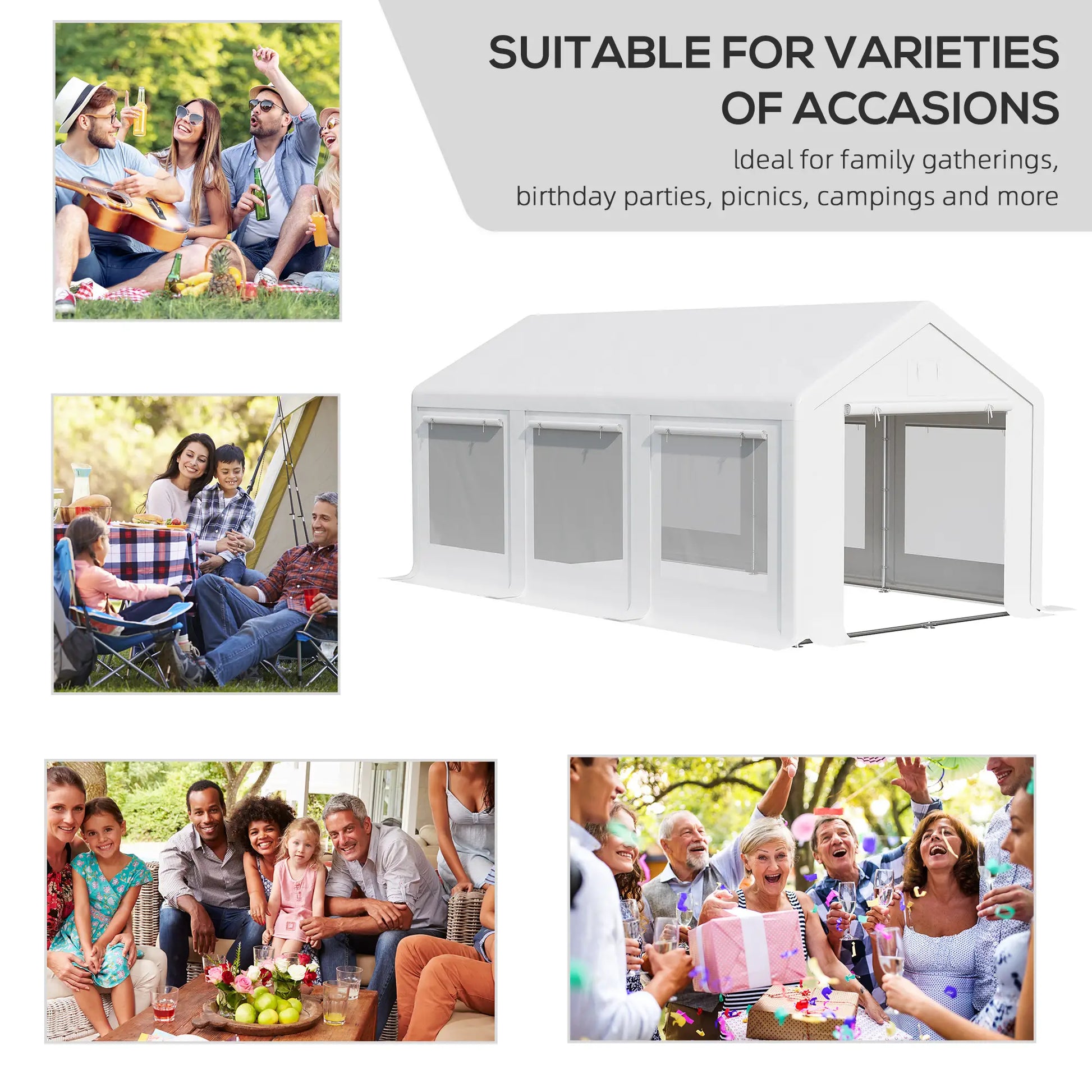 20' x 10' Party Tent Canopy, Gazebo with Removable Side Walls, White Canopy Tents at Gallery Canada