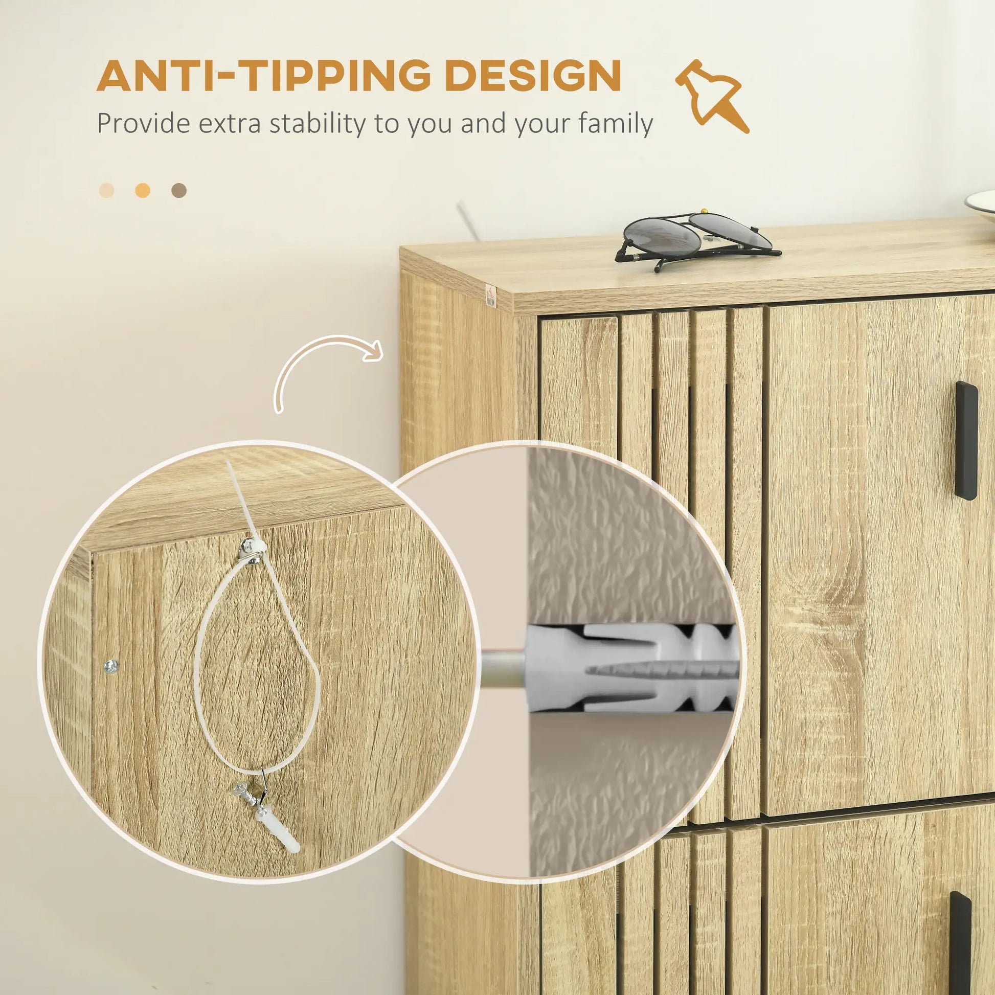 Shoe Storage Cabinet, 18 Pairs, 3 Flip Drawers, Adjustable Shelves, Oak Shoe Storage Cabinets & Racks at Gallery Canada