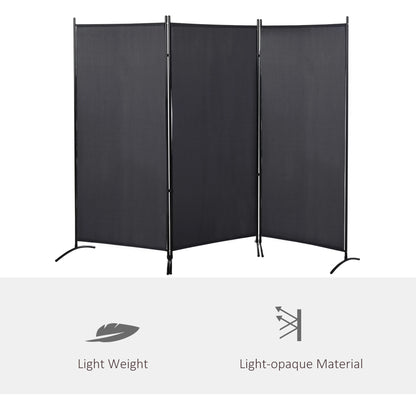 6' 3 Panel Room Divider, Double Hinged, Indoor Privacy Screen, Charcoal Grey Room Dividers at Gallery Canada
