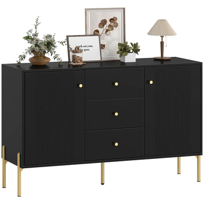 Buffet Cabinet, Modern Sideboard with 3 Drawers and 2 Shelves, Black