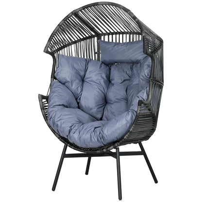 Oversized Wicker Egg Chair, 5.5" Cushions, Grey Patio Chairs Grey, Mixed Grey, Black at Gallery Canada