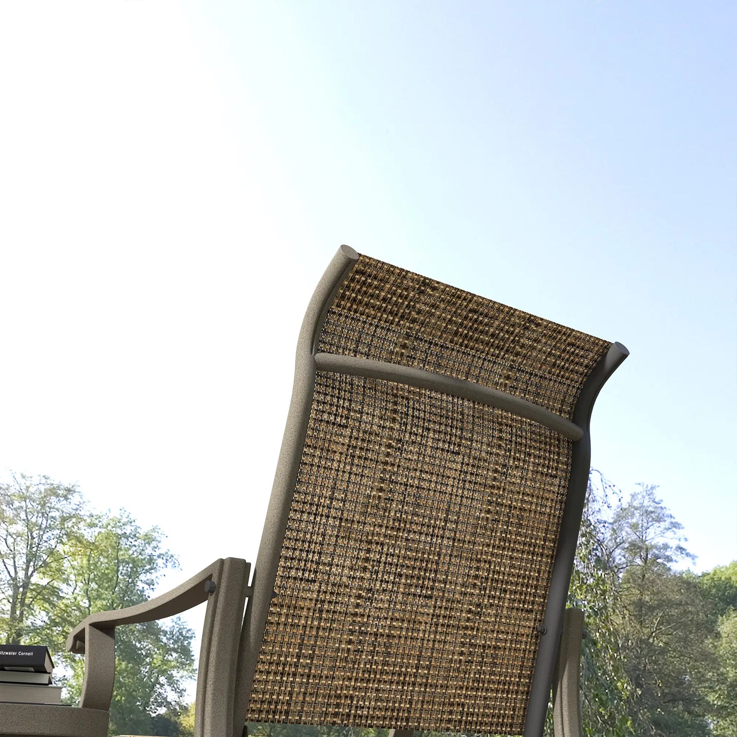 3PCs Gliding Rocking Chair, Bistro Tea Table Set, Brown Outdoor Gliders at Gallery Canada