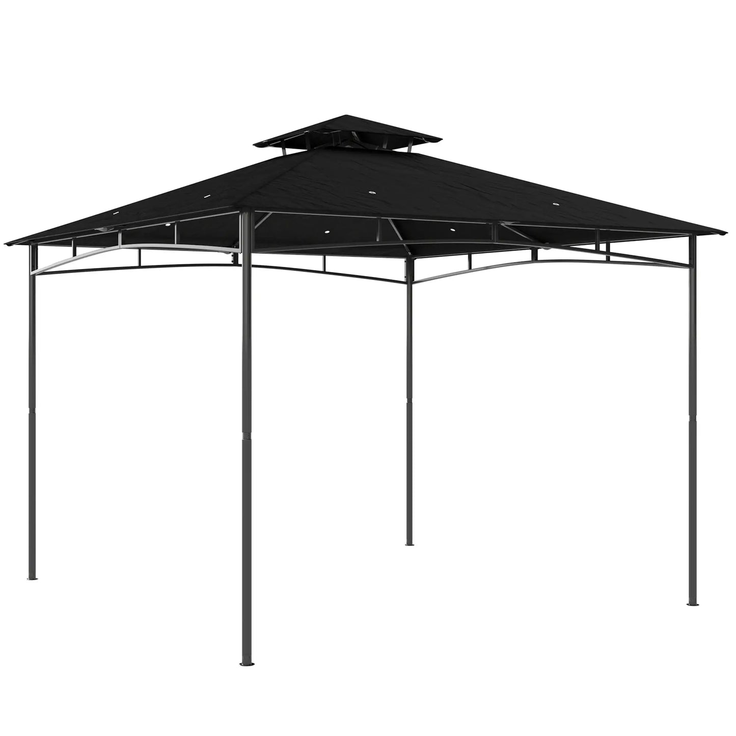 10' x 10' Gazebo, Soft Top, 2-Tier Roof, Metal Frame, Black Gazebos at Gallery Canada