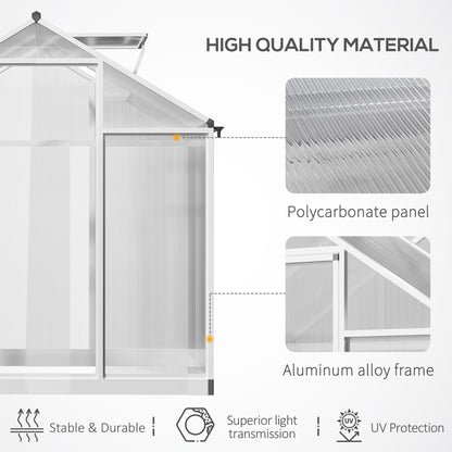 4' x 6.2' x 6.4' Walk-in Garden Greenhouse, Polycarbonate Panels Plants Flower Growth Shed, Cold Aluminum Frame Outdoor Portable Warm House - Gallery Canada