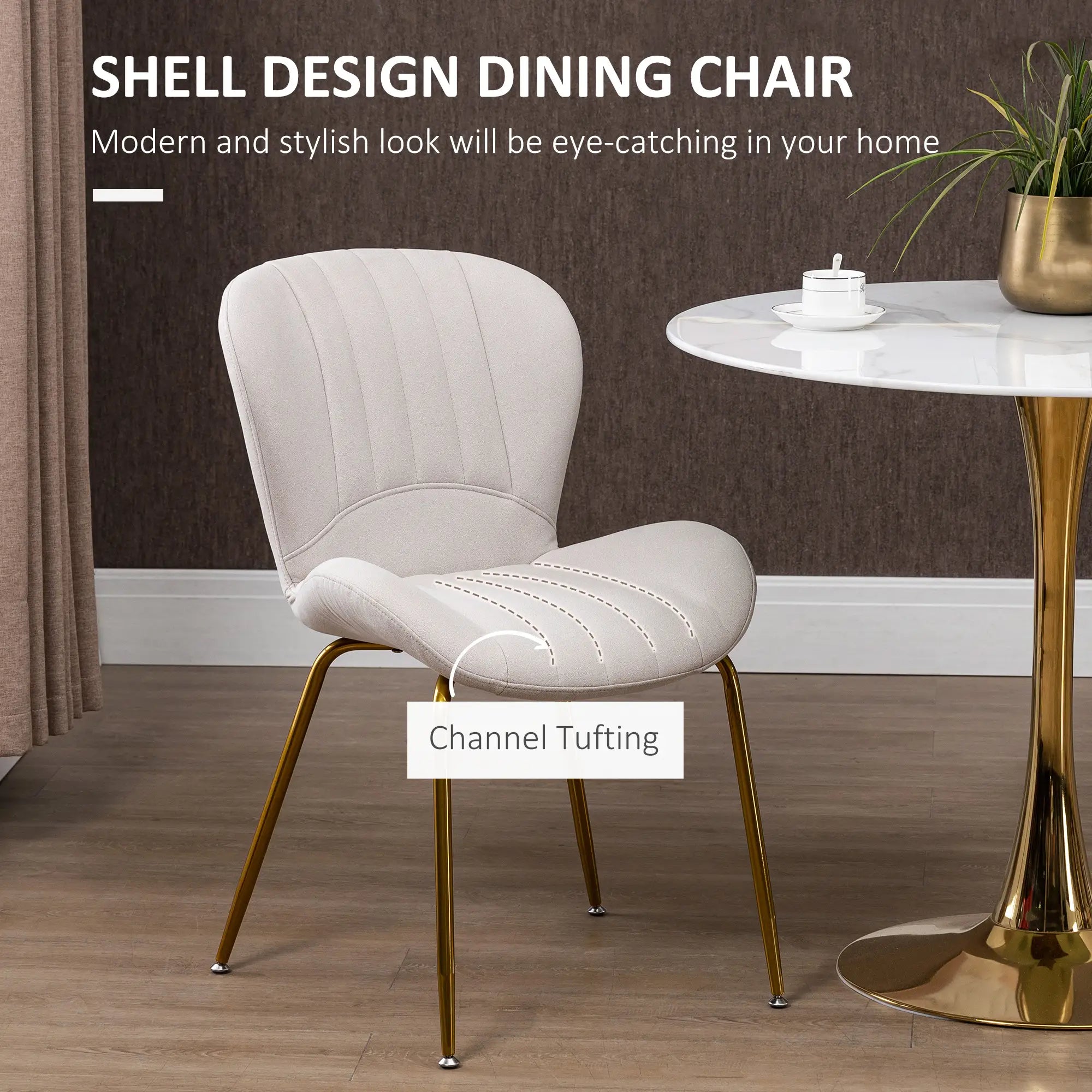 Modern Dining Chairs Set of 2, Cushioned Backrest, Cream White Bar Stools at Gallery Canada