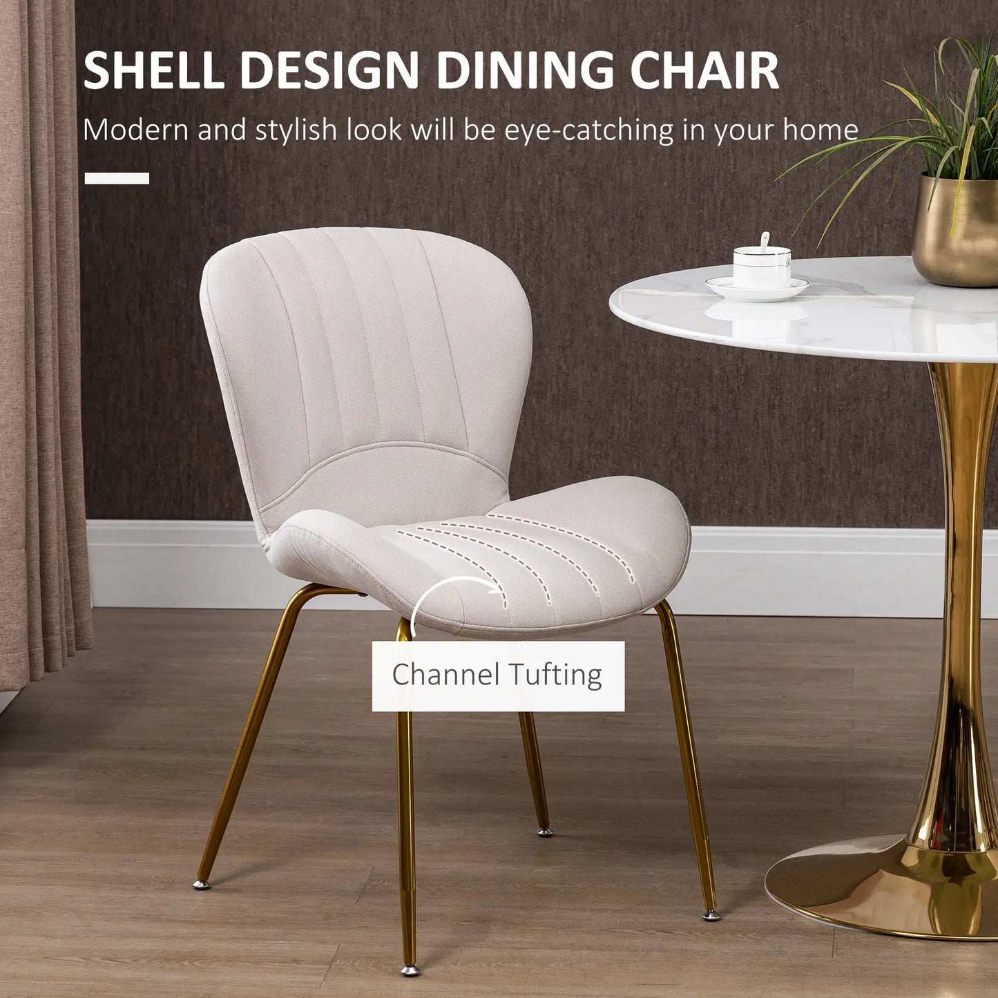 Modern Dining Chairs Set of 2, Cushioned Backrest, Cream White Bar Stools at Gallery Canada