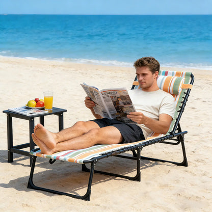 Outdoor Folding Lounge Chair, 4-Level Adjustable, Tanning Chair, Multicoloured Lounger Chairs at Gallery Canada