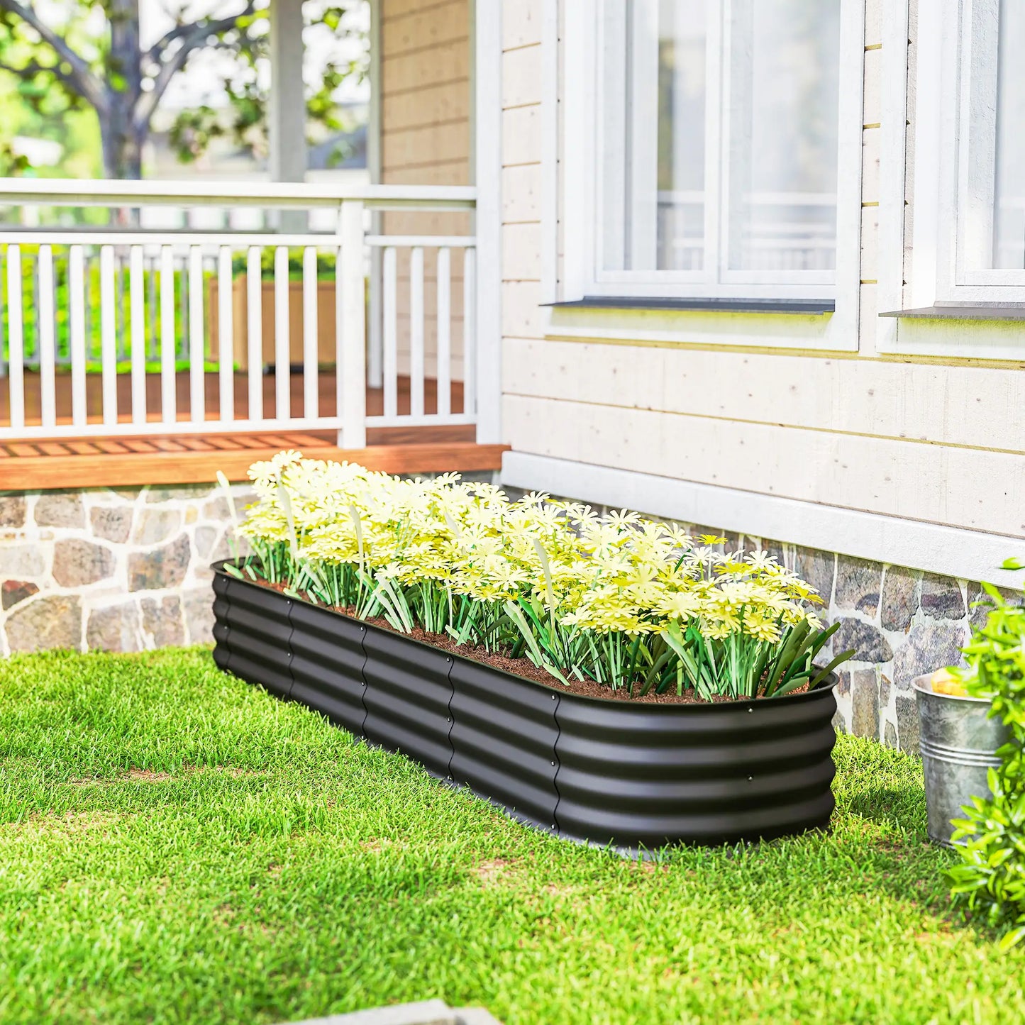 7.9 x 2 x 1ft Galvanized Raised Garden Bed, Metal Planter Box, Dark Grey Raised Garden Beds at Gallery Canada