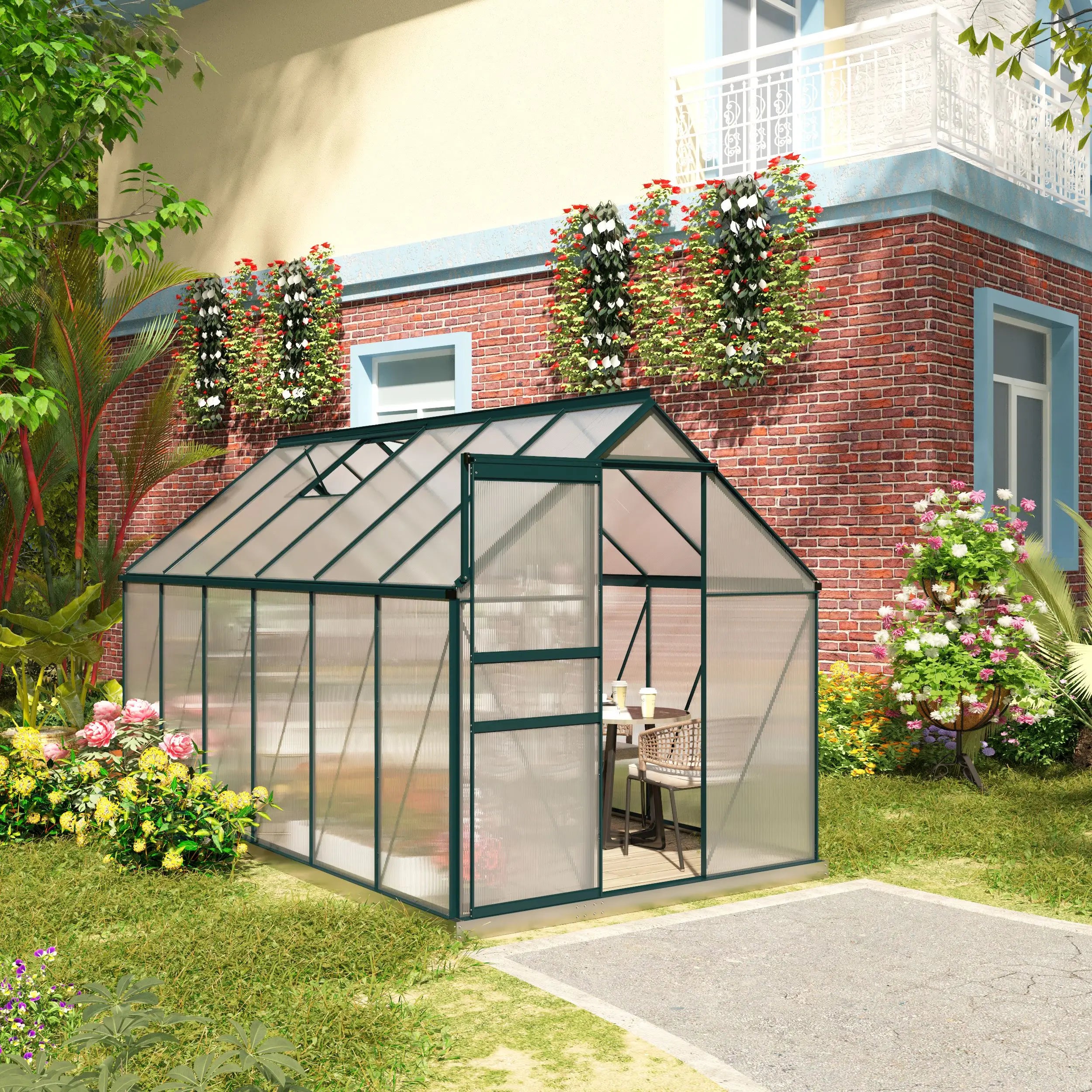 6' x 12' x 6.5' Polycarbonate Greenhouse, Walk-in, Adjustable Roof Vent, Green Walk In Greenhouses at Gallery Canada
