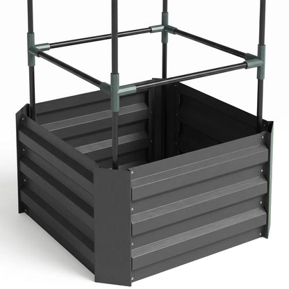 Galvanized Planter Box, Raised Garden Bed with Trellis, Grey Galvanized Planter Boxes at Gallery Canada