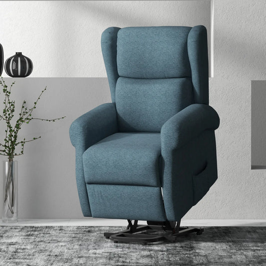 Wingback Lift Chair, Power Recliner with Footrest, Remote, Side Pockets, Blue Electric Power Lift Chairs Blue at Gallery Canada