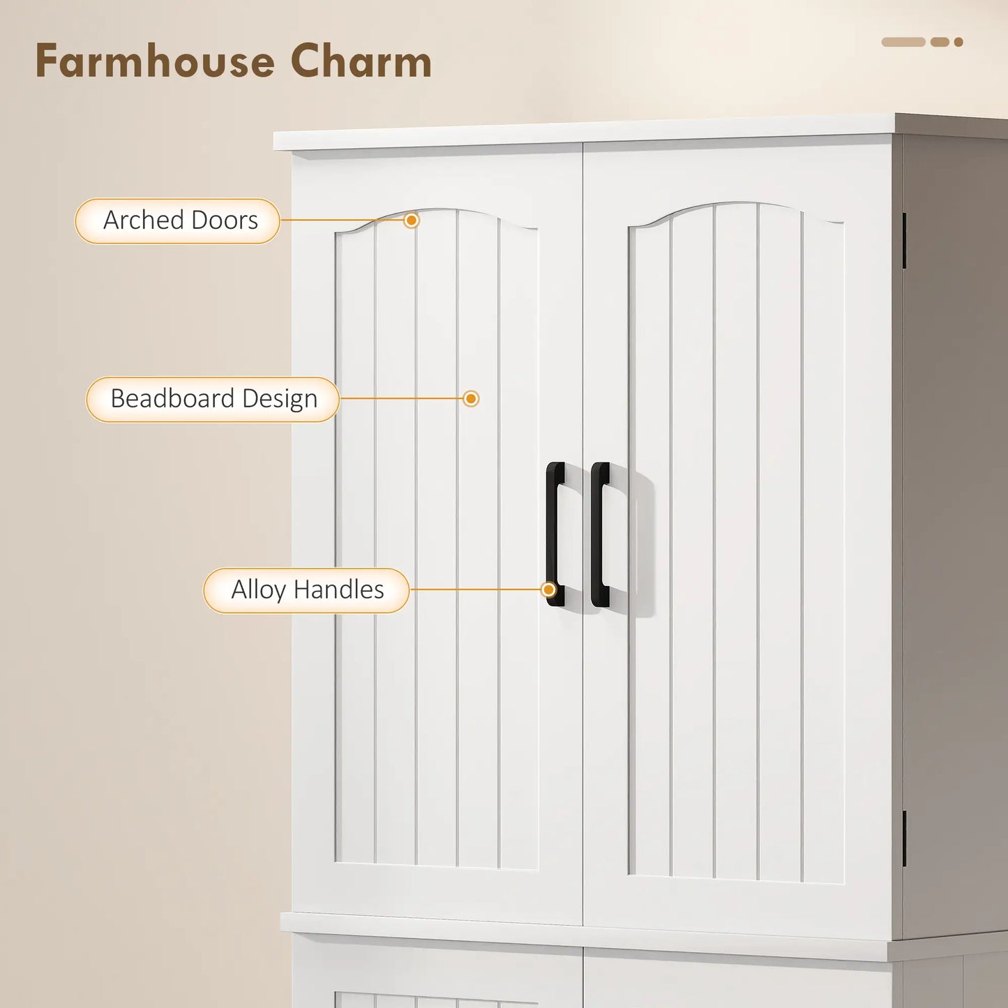 Tall Pantry Cabinet, 64 Inch, Adjustable Shelves, Spice Racks, White Kitchen Pantry Cabinets at Gallery Canada