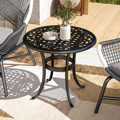 23.6" Round Outdoor Side Table, Cast Aluminum Frame, Black Patio Side Tables at Gallery Canada