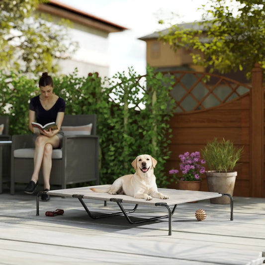 Large Dog Bed, Elevated Outdoor Cot, Breathable Mesh, Beige Elevated Dog Beds Black, Beige, White at Gallery Canada