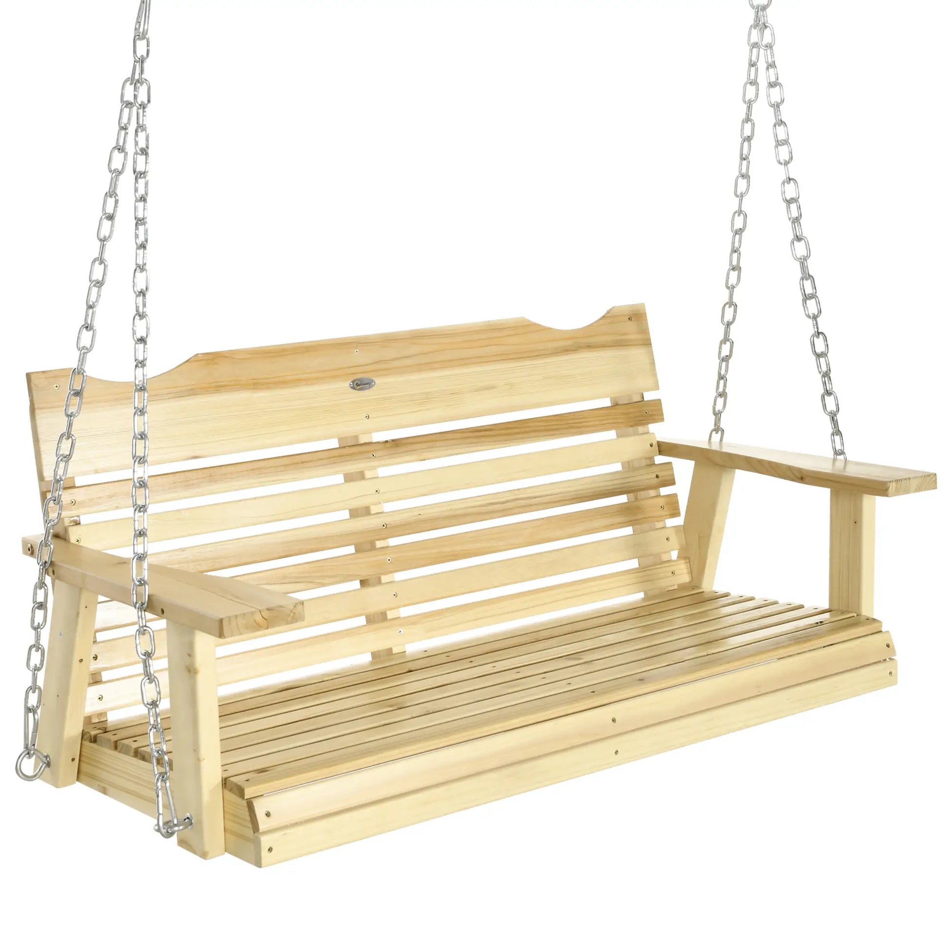 2-Seater Porch Swing, Adjustable Hanging Chains, Natural Wood Hanging Porch Swings at Gallery Canada